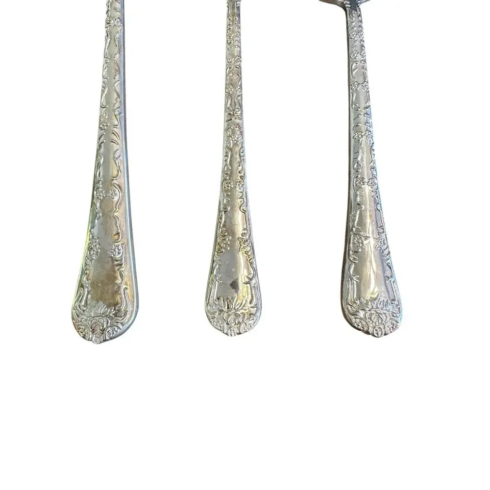 VTG WM. Rogers & Son Enchanted Rose 3pc Serving Set Silverplate Flatware